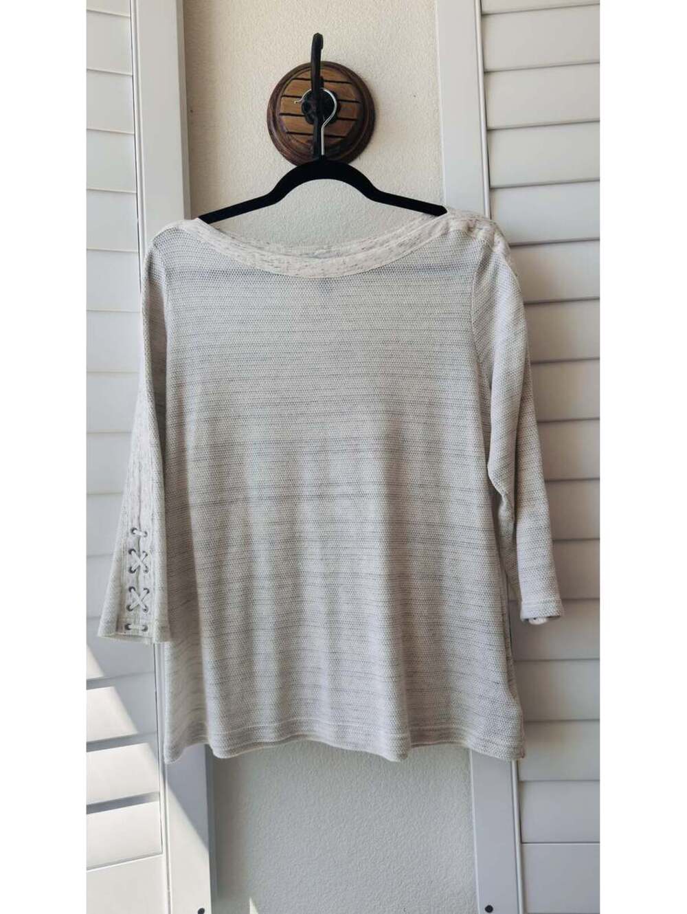 Chaps Textured Knit Lace-Up Sleeve Top - Size XL